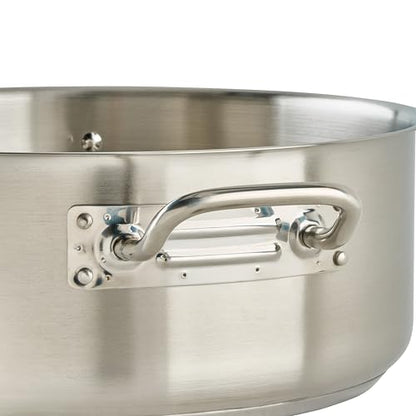Winco Commercial-Grade Stainless Steel Brazier with Lid, 15 Quart