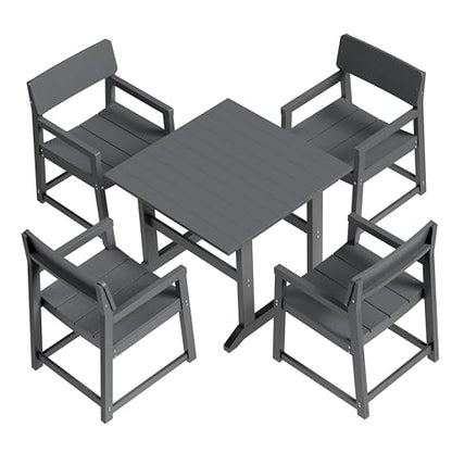 Shintenchi 5 Pieces Outdoor Dining Set,HDPE Dining Set for 4,Deep Gray
