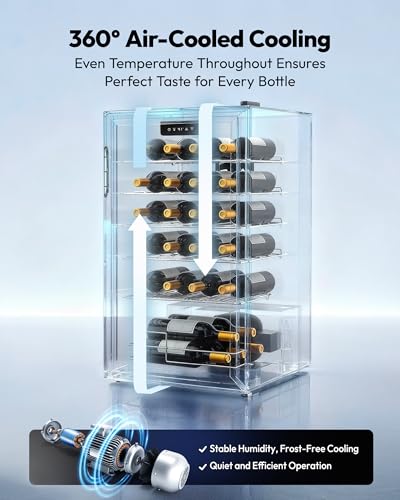 EUHOMY 25 bottle Wine Cooler Refrigerator, Freestanding Compressor Wine Fridge with Adjustable Temperature and Digital Control, Mini Fridge with Glass Door for Red White Wine, Beer, Silver