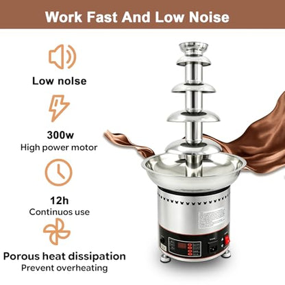 Commercial Chocolate Fountain Machine, Chocolate Fountains for Parties Weddings and Parties 4 Tier Chocolate Fountain Machine for Melts Cheese, Queso, Candy and Liqueur (5 Tier)