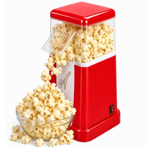 Flantor Hot Air Popcorn Popper 1200W, 12-Cup Mini Popcorn Maker
