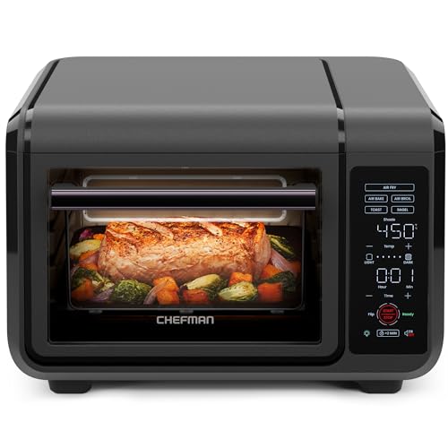 Chefman Air Fryer Toaster Oven Combo, Countertop Oven for Quick & Healthy Meals, Bake, Broil, Air Fry, Toast, and Bagel Functions, 450°F Max Temp, 4 Slice Toaster Oven Air Fryer Combo