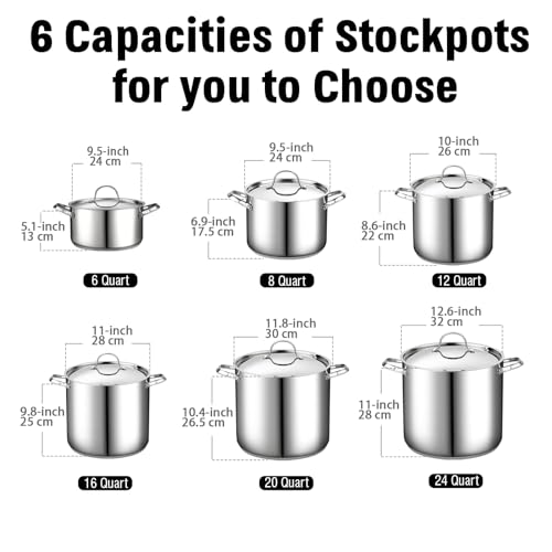 Cooks Standard Classic Stainless Steel Stock Pot with Lid, Large Cooking Pot for Pasta, Soup, Spaghetti, Oven Safe, Dishwasher Safe, Induction Compatible Cookware, 16-Quart