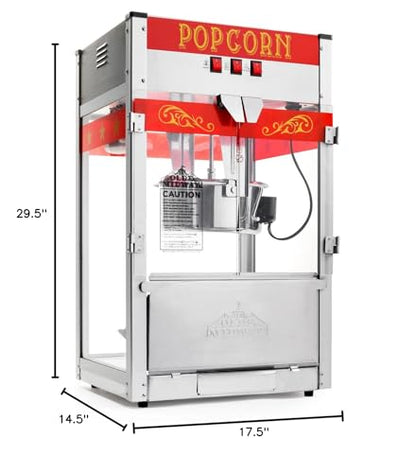 Olde Midway Commercial Popcorn Machine Maker Popper with Large 12-Ounce Kettle - Red