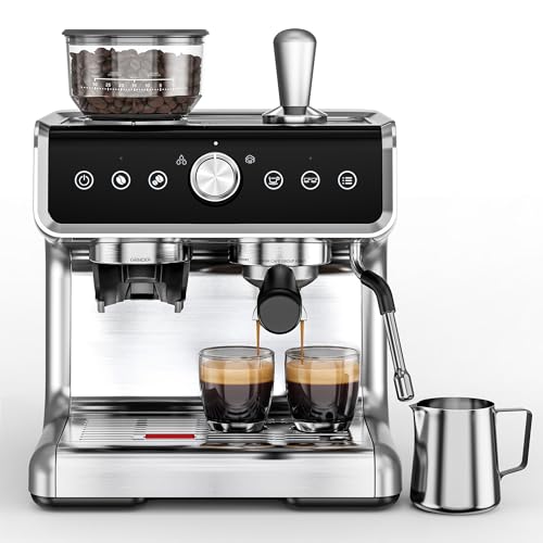 EUHOMY Espresso Machine with Grinder, 20 Bar Professional Espresso Coffee Maker for Home,with Milk Frother for Latte, Cappuccino & Barista-Style
