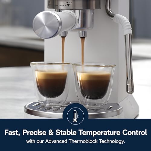 De'Longhi Dedica Duo Compact Espresso Machine - Cold Brew Coffee Maker with Milk Frother Wand- for Espresso, Hot & Iced Coffee, Cappuccinos, Lattes & Home Barista Brewing, Vanilla