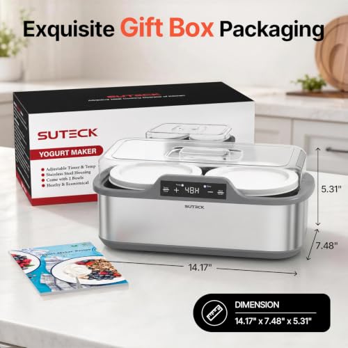 Suteck Probiotic Yogurt Maker, Two 1-Quart Containers for Larger Batches