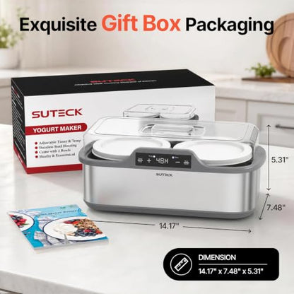 Suteck Probiotic Yogurt Maker, Two 1-Quart Containers for Larger Batches