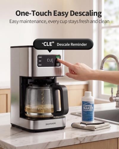 SHARDOR 10-Cup Programmable Coffee Maker, Regular & Bold, LED Display