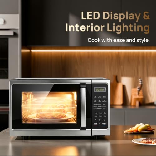 Smad Microwave Countertop Oven, Small Mini Ovens 700 Watt, 10 Power Levels Microwaves with 6 Cooking Presets for Dorm, Small Space, Tiny Room, RV, Child Lock, Compact 0.7 cu ft Microondas, Black