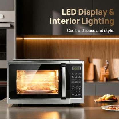 Smad Microwave Countertop Oven, Small Mini Ovens 700 Watt, 10 Power Levels Microwaves with 6 Cooking Presets for Dorm, Small Space, Tiny Room, RV, Child Lock, Compact 0.7 cu ft Microondas, Black