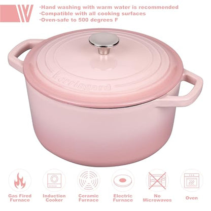 VORRINGARD Enameled Cast Iron Dutch Oven Pot with Lid, for Bread Baking, Round Bread Oven- include Sourdough Bread Baking Supplies set, 4.5QT, Pink
