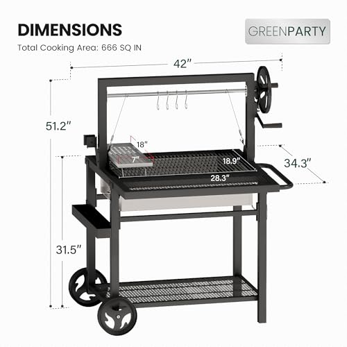 Argentine Santa Maria Grill with Adjustable Height Grates for Outdoor Grill