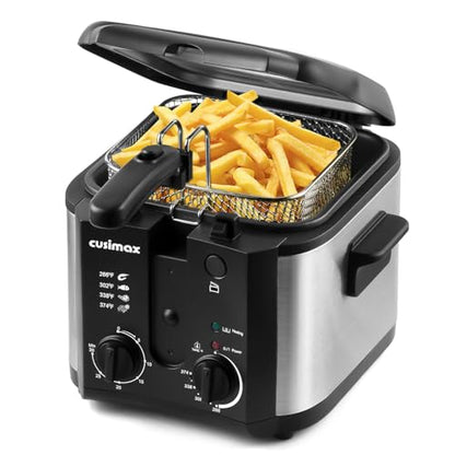CUSIMAX Electric Deep Fryer with Basket for Home Use 2.5L Capacity