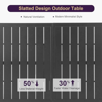 PURPLE LEAF Outdoor Dining Set for 11 Folding Patio Dining Set with Aluminum Rectangular Table and Padded Chairs All Weather Dining Table Sets for Garden Backyard Poolside, Black