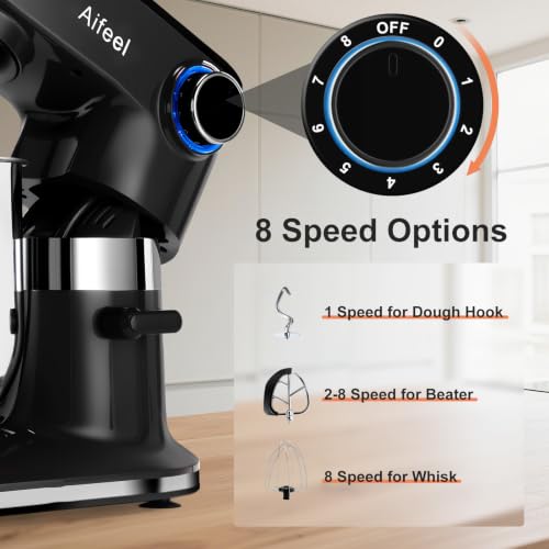 Aifeel 10.5QT Stand Mixer, 900W Electric Tilt-Head Kitchen Mixer Black