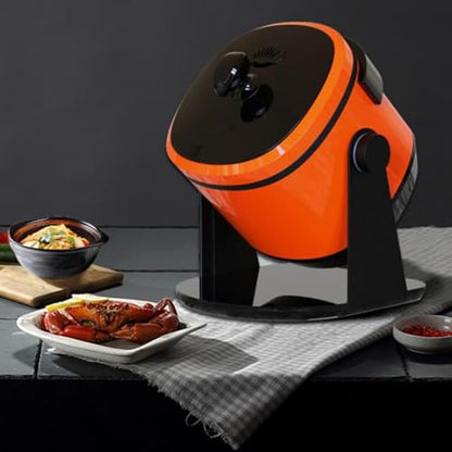 KEhtu Automatic Cooking Machine, 2400W 6L Auto Cooking Wok Fried Rice Machine,One-Click Smart Start, LED Display, 360 ° Automatic Rotation, for Stir Frying, Stewing, Cooking, and Soup Making