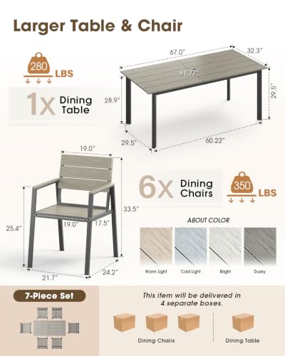 ComfCove Outdoor Dining Set, Aluminum & HDPS Outdooor Table and Chairs Set