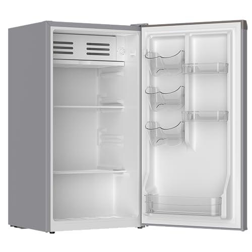 Frigidaire Mini Refrigerator, Compact Freezer Compartment, Adjustable Thermostat Control, Reversible Door, Contemporary Series, 3.2 cu ft, Grey