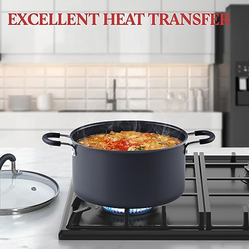 Cook N Home Nonstick Stockpot Soup pot with Lid Professional Hard Anodized 10 Quart, Oven safe - Stay Cool Handles, Black
