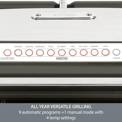 All-Clad Electric Indoor Grill, AutoSense Stainless Steel Panini Grill Press Sandwich Maker, Automatic 1800W Smokeless, Removable Plates, Dishwasher Safe