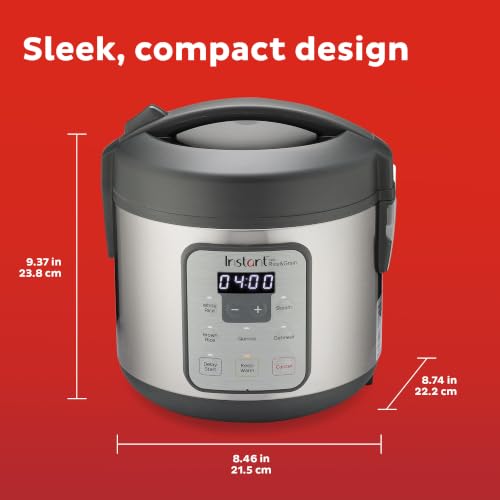 Instant Pot Zest 8 Cup One Touch Rice Cooker, From the Makers of Instant Pot, Steamer, Cooks Rice, Grains, Quinoa and Oatmeal, 8-cup cooked/4-cup uncooked, No Pressure Cooking Functionality