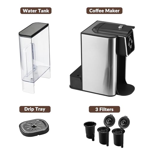 Mecity Coffee Maker 3 in 1 Single Serve Coffee Machine, Compatible with K cup Capsules, Instant Coffee Pot, Tea maker, 6,8,10 Oz Cup, Removable 50 Oz Water Reservoir, 120V 1150W