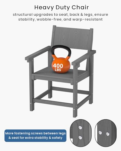 BIVODA 9-Piece Outdoor Dining Set, HDPE Weatherproof Patio Table and Chairs Set for 8, Outdoor Patio Furniture Sets with Umbrella Hole for Outside, Deck, Backyard, Garden (Grey)