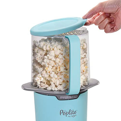 Presto 04811 PopLite My Munch Hot Air Popcorn Popper - Personal Sized, Built-In Serving Bowl, Compact Design, 8 Cups, Blue