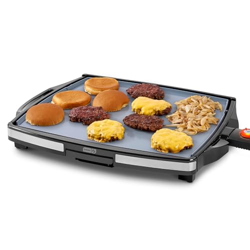 Dash Smash XL Electric Griddle,15x19 Inch Indoor Flat Top Grill with Drip Tray, Ceramic Nonstick Griddle for Smash Burgers, Pancakes & Breakfast, Quick Sear, Black