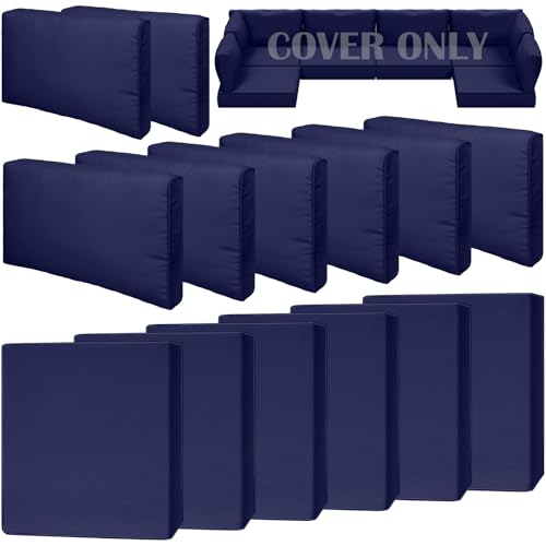 Cethytirko 14 Piece Outdoor Patio Waterproof Cushion Covers, Fits 6-Seat Wicker Rattan Sectional Couch Chair Furniture Cover Replacement Set - Fade-Resistant Patio Cushion Covers with Zipper