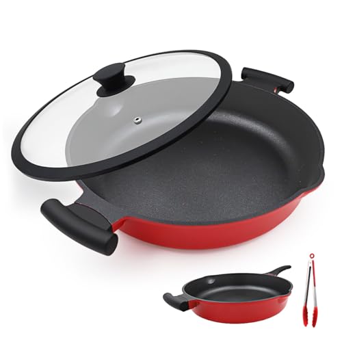 Bobikuke 14-Inch Large Deep Frying Pan Skillet with Lid, 5-Quart Non stick Saute Pan, 2-In-1 Nonstick Sauté Pan Everyday Pan with Lid, Compatible with All Stoves, PTFE & PFAS-Free