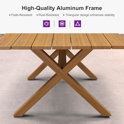 PURPLE LEAF 9 Pieces Patio Dining Set with Square Aluminum Table, Teak