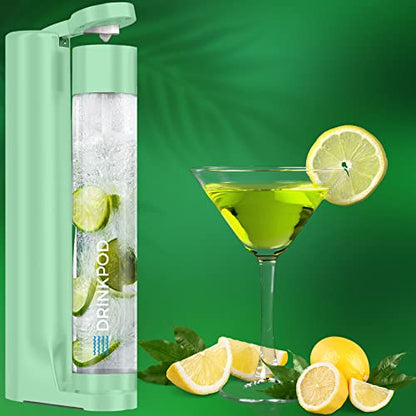 Fizzpod Home Soda Maker | Carbonated Beverage & Sparkling Water Maker | Includes 3 Bottles (32 oz./each) , 3 Caps, 1 Carbonator Cap and Manual | Make Homemade Sparkling Water, Carbonated Juice, Coffee, Tea & Cocktail Drinks Fruit Infused