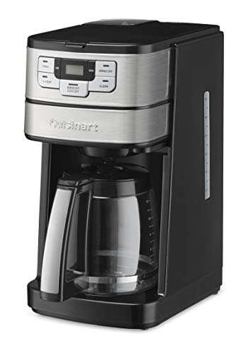 Cuisinart Automatic Grind & Brew 12-Cup Coffee Maker with Blade Grinder, Programmable Coffee Machine Glass Carafe with 1-4 Cup Setting, Brew Pause, Grind-Off Option, DGB-400NAS, Black/Stainless Steel