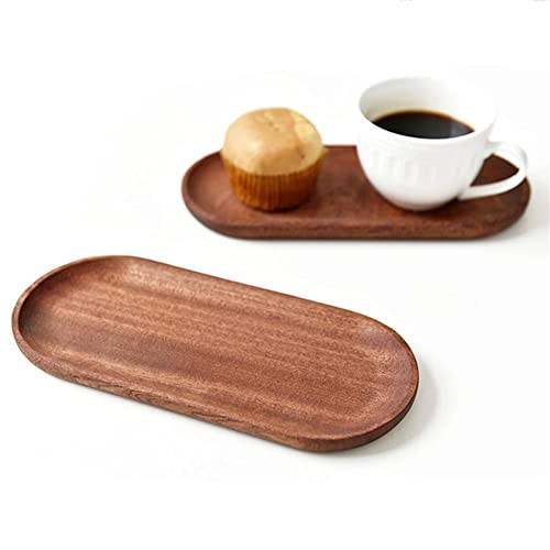 2 Pack Solid Wood Serving Platters and Trays of Natural Wood with Edge,Rectangular Avoid Sliding and Spilling Food (Walnut Trays x 2Pack)