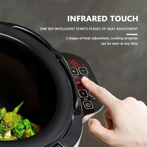 Wzglod Auto Cooking Machine, Commercial Food Processor with Soup Spoon, Multifunctional Cooker Stir Fry Machine for Home Kitchens Restaurant, 6L Pot Capacity and 3 Gears Firepower
