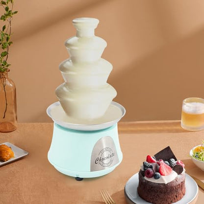GDIFLS 4-Tier Chocolate Fountains Blue - Commercial Chocolate Melter with Stainless Steel Basin, 110V Party Fondue Fountain for Weddings, Birthdays & Events (Baby Blue, 17" Height) (BABY BLUE)