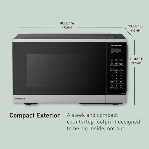 Panasonic Countertop Microwave Oven, 900W, 0.9 Cu. Ft., Sensor Cook and Reheat, 10 Power Levels, Auto Defrost, Keep Warm, Child Lock, Stainless Steel - NN-SB42QS