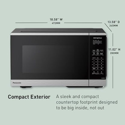 Panasonic Countertop Microwave Oven, 900W, 0.9 Cu. Ft., Sensor Cook and Reheat, 10 Power Levels, Auto Defrost, Keep Warm, Child Lock, Stainless Steel - NN-SB42QS