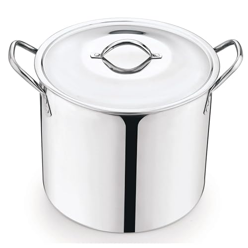 Stainless Steel Pot 12-Qt scald-resistant handle with metal lid Stock Pot Holds 3 gallons of soups and stews Soup Pots for kitchen