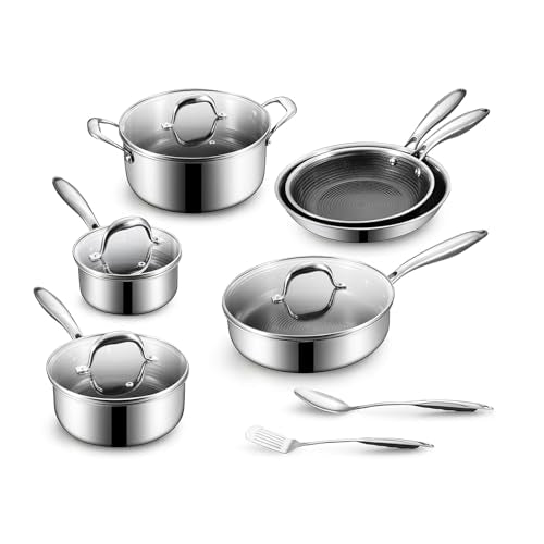 BE | LIVING Circlad Series 12 Piece Cookware Set PFAS-Free Nonstick Hybrid Non-Stick Pattern Induction Compatible Durable & Easy to Clean