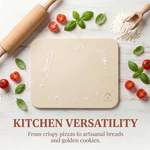 Pizza Stone for Oven & Grill, 15 x 12" x 0.6" Thick Large Baking Stone for Artisan Bread & Homemade Baking, RV Oven, Cordierite Stone by GRILL FAMILY