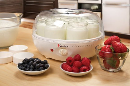 Euro Cuisine YM80 Electric Yogurt Maker Machine- Promote Gut Health with Probiotic Rich Homemade Yogurt -Home Yogurt Incubator with Glass Jars, White