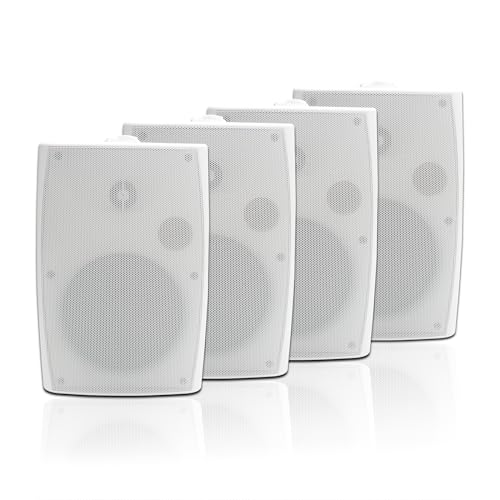STUDIOFINIX 6.5 Inch Outdoor Speakers Wall-Mounted 800W - Waterproof and High-Performance Audio Solution for Indoor/Outdoor,Home,Patio,Garden,Backyard(4 Passive Speakers Bundle/White)