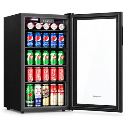 Honeywell Beverage Refrigerator and Cooler, 116 Can Mini Fridge with Glass Door for Soda Beer or Wine for Office or Bar with Adjustable Removable Shelving, Commercial Grade