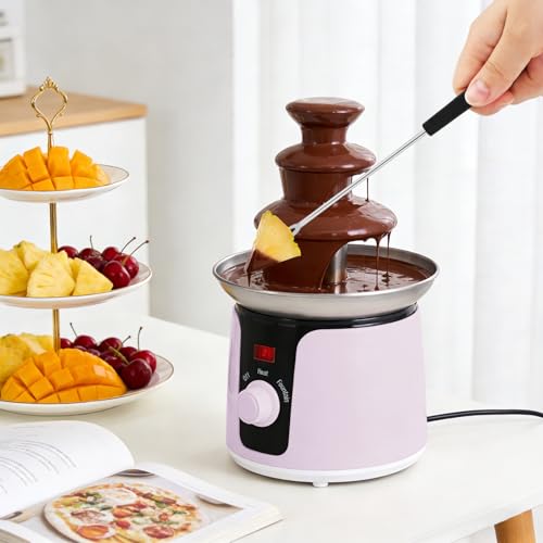 3 Tiers Chocolate Fountain for Party, 13 Ounce Mini Chocolate Fountain Melt Machine, Fondue Fountain For Cookies, Fruits, Marshmallow