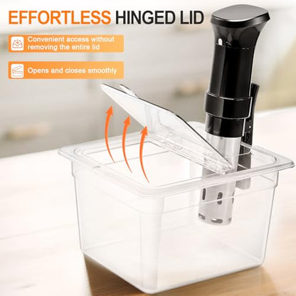 HOMENOTE Sous Vide Container 12 Quart with Universal Collapsible Hinged Lid