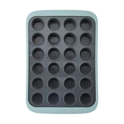 Chicago Metallic 24-Cup Silicone Muffin Pan, Nonstick Bakeware with Wire-Reinforced Rim, BPA-Free Food-Grade Silicone, Oven Safe to 428°F, Dishwasher Safe, Easy Cupcake Release