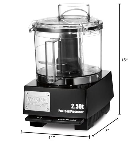 Waring Commercial Food Processor, 2.5 Quart Capacity with Flat Lid, 3/4 Horsepower Motor, Vegetable Chopper for Professional Kitchens, WFP11SW